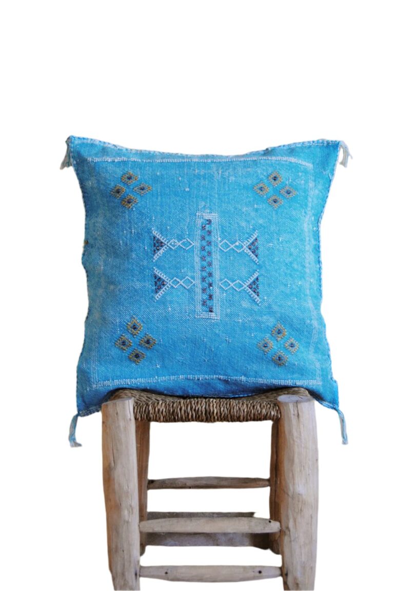 Handmade Cactus Silk Cushion Cover | Moroccan Sabra Pillow | Vintage Bohemian Berber Decor