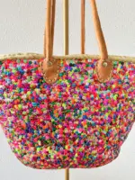 🌸 Boho Sequin Beach Bag – Handmade in Marrakech