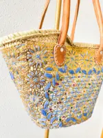 💜 Purple Embroidered Beach Bag – Handmade Moroccan Boho Tote (M Size) - Image 3