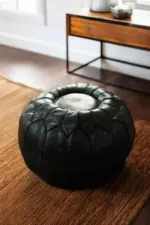 Moroccan Leather Pouffe