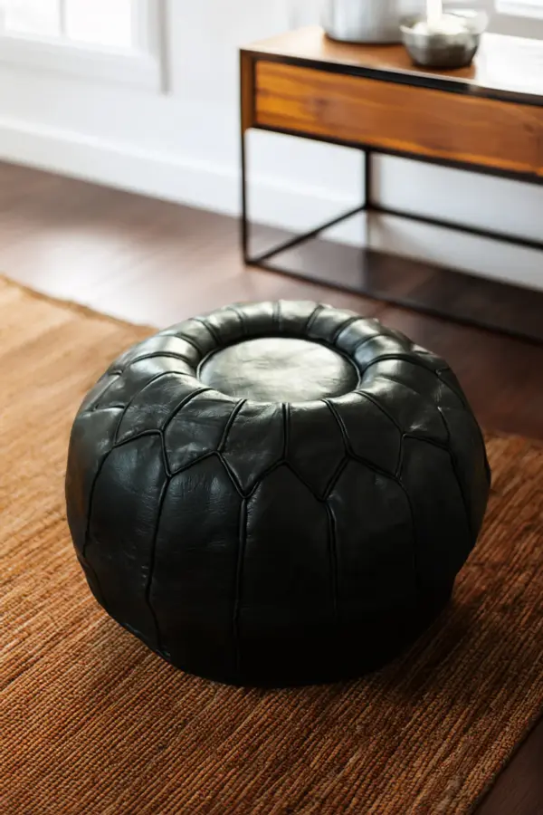 Moroccan Leather Pouffe