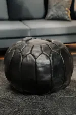 Moroccan Leather Pouffe