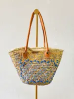 💜 Purple Embroidered Beach Bag – Handmade Moroccan Boho Tote (M Size)
