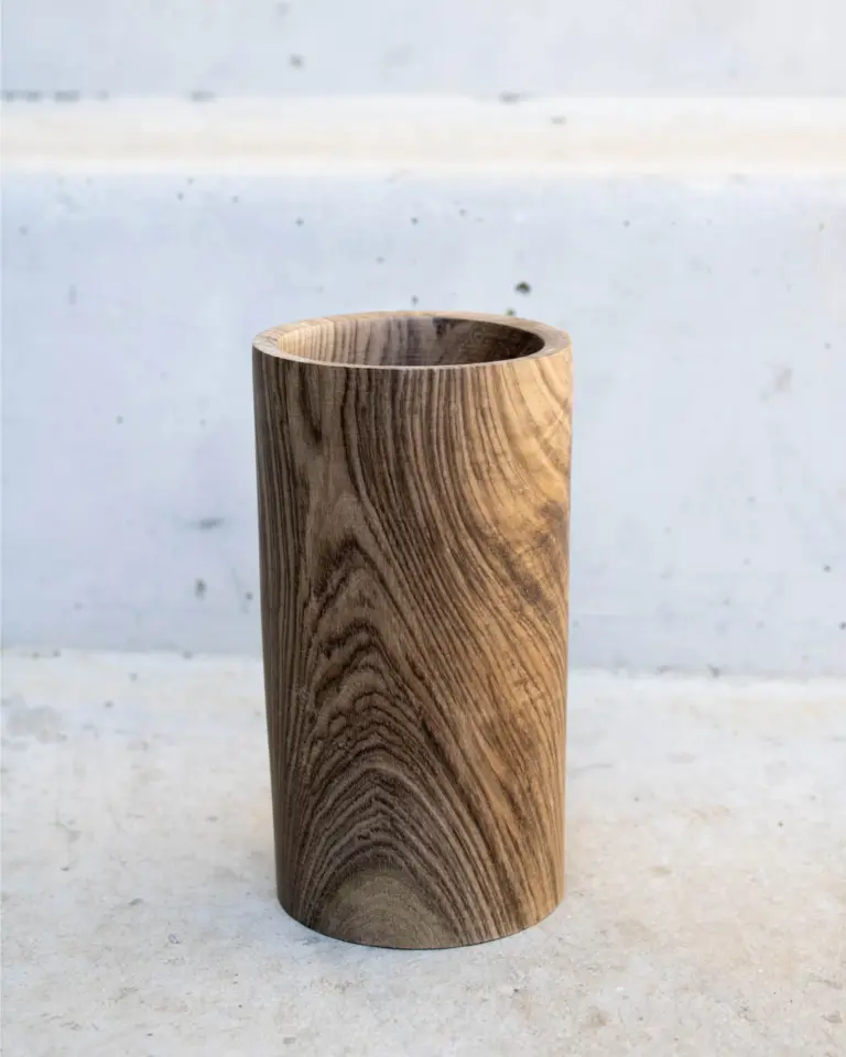 Small Walnut Wood Jar – Handmade Moroccan Wooden Pot