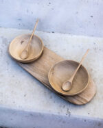 Tapas Board with 2 Bowls – Handmade Moroccan Walnut Wood 🌿