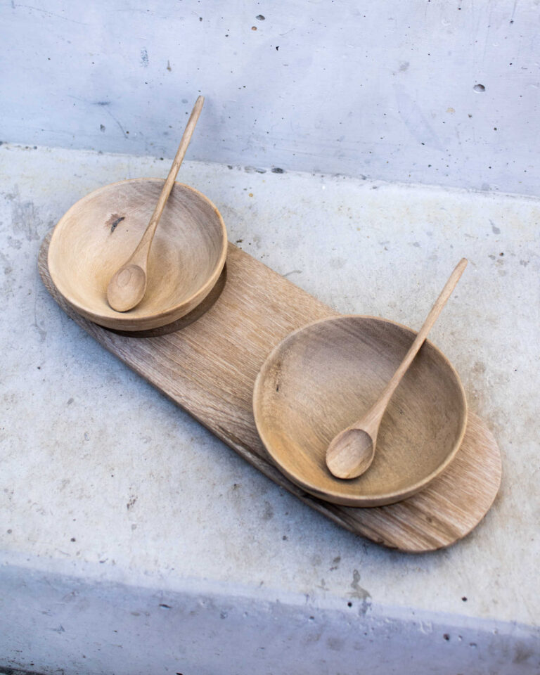 Tapas Board with 2 Bowls – Handmade Moroccan Walnut Wood 🌿