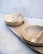 Tapas Board with 2 Bowls – Handmade Moroccan Walnut Wood 🌿