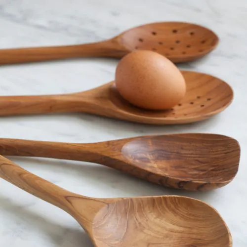 Teak Wood Skimmer Spoon – Handcrafted Natural Cooking Utensil (30.5cm)
