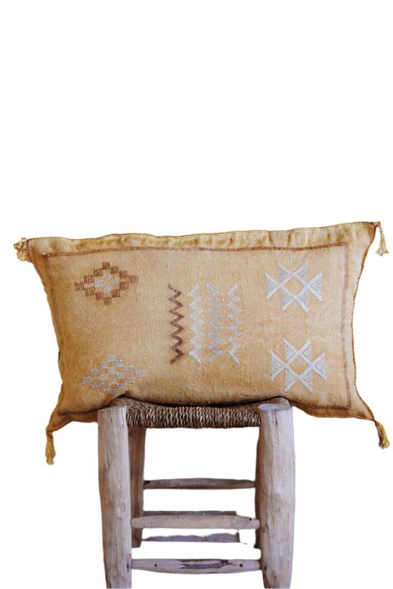 Handmade Cactus Silk Cushion Cover | Moroccan Sabra Pillow | Vintage Bohemian Berber Decor