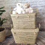 Handwoven Palm Leaf Storage Chest – 50 cm | Natural & Timeless Boho Basket with Handles - Image 3
