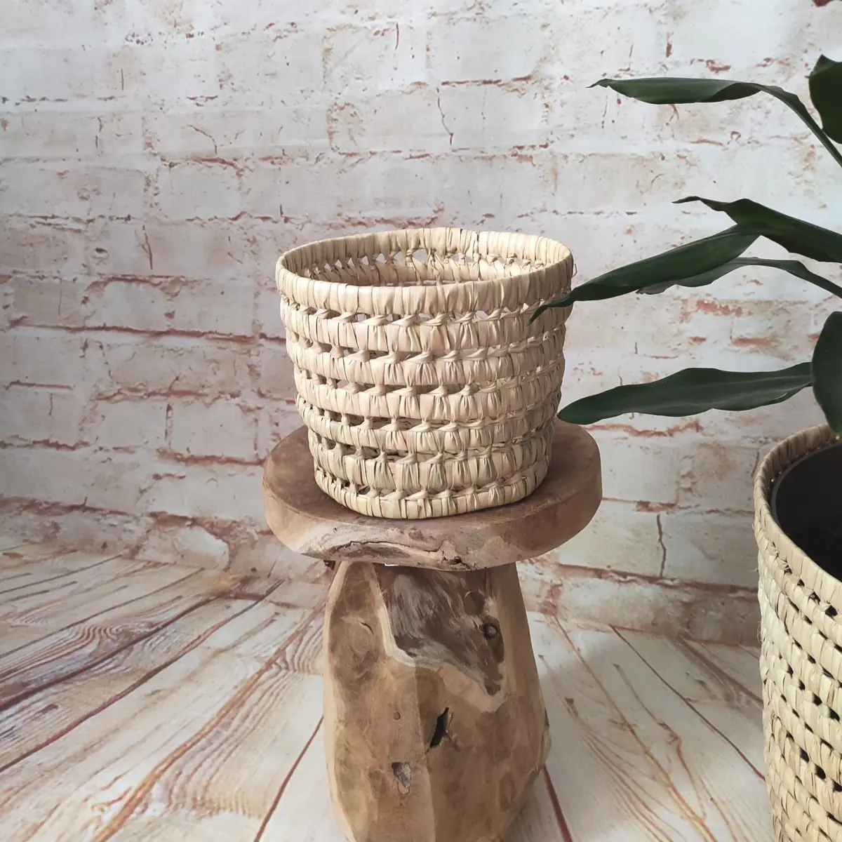 Handmade Round Palm Leaf Basket – XS, S, M, L | Natural Moroccan Storage - Image 8