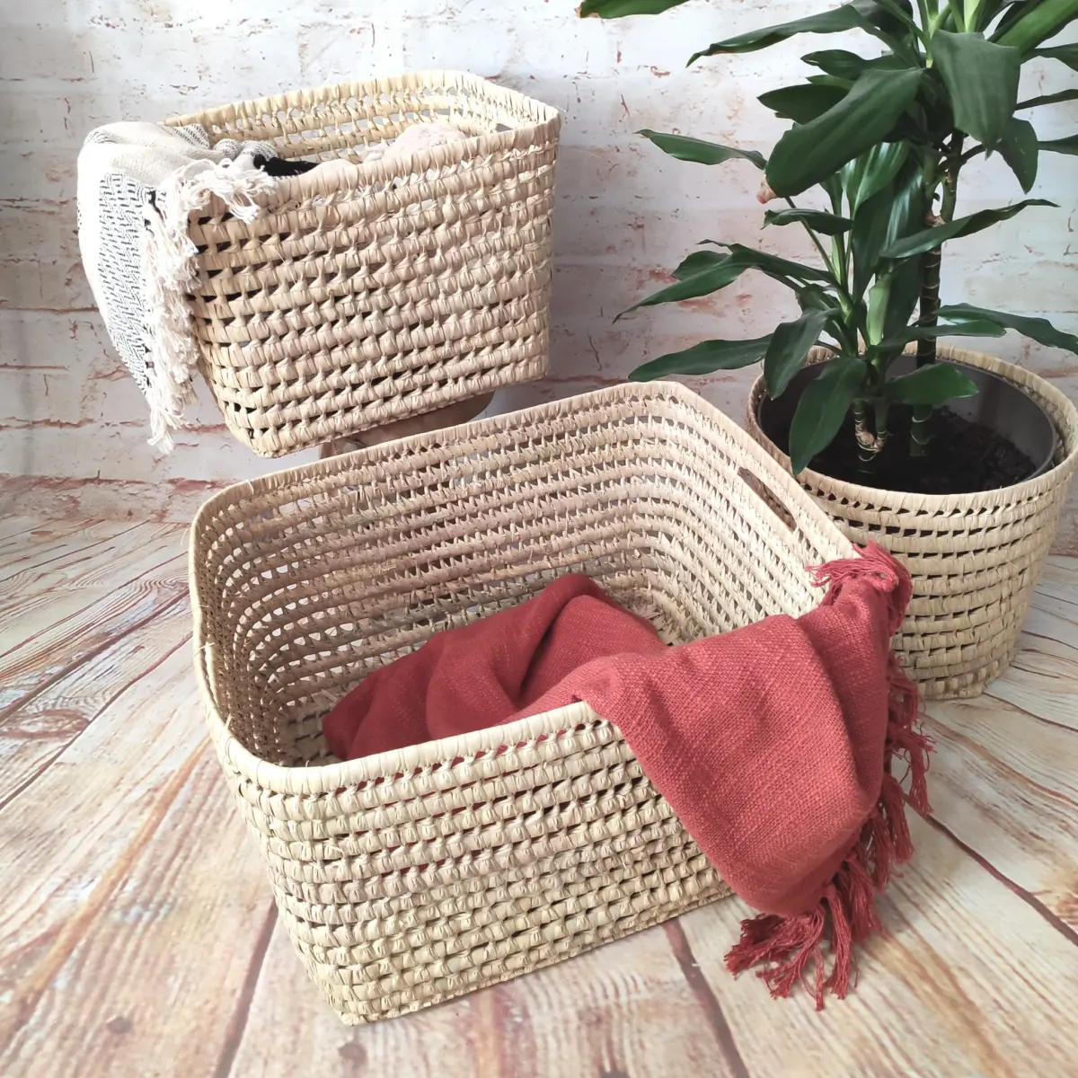 Large Natural Fiber Storage Baskets – Handwoven Organizers in 6 Sizes - Image 1