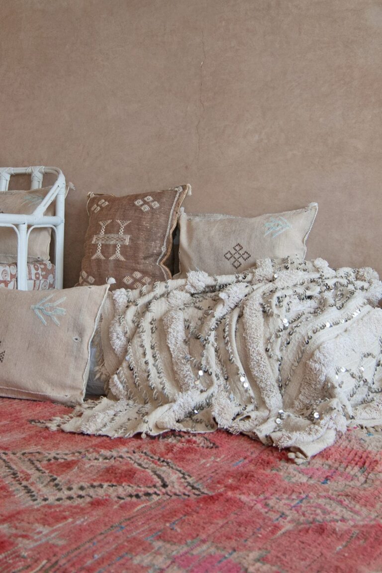 Handmade Cactus Silk Cushion Cover | Moroccan Sabra Pillow | Vintage Bohemian Berber Decor