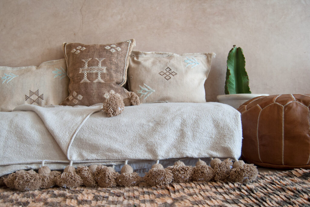 Handmade Cactus Silk Cushion Cover | Moroccan Sabra Pillow | Vintage Bohemian Berber Decor