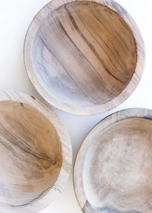 Handmade Walnut Wood Salad Bowl – 24 cm | Moroccan Artisanal Kitchenware