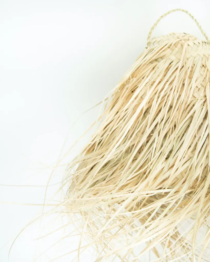 Moroccan Handmade Fringe Pendant Light – Palm Leaf Boho Ceiling Lamp