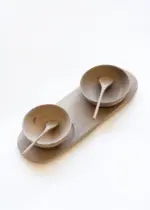 Tapas Board with 2 Bowls – Handmade Moroccan Walnut Wood 🌿