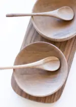 Walnut Wood Tapas Board with 3 Bowls – Handmade Moroccan Serving Set