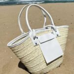 Handmade Straw Tote Bag with Leather Trim – Summer Beach Bag – Available in Small, Medium & Large