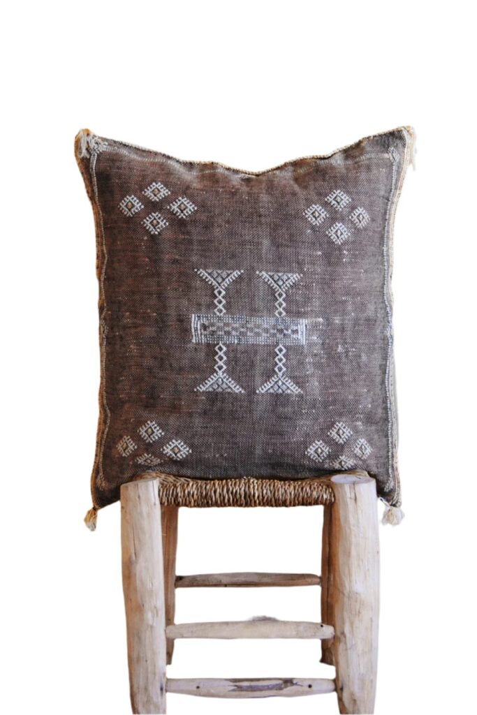 Handmade Cactus Silk Cushion Cover | Moroccan Sabra Pillow | Vintage Bohemian Berber Decor