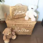Personalized Handwoven Moroccan Storage Basket Case – Customizable Natural Valisette - Image 4