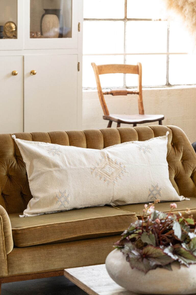 Handmade Cactus Silk Cushion Cover | Moroccan Sabra Pillow | Vintage Bohemian Berber Decor