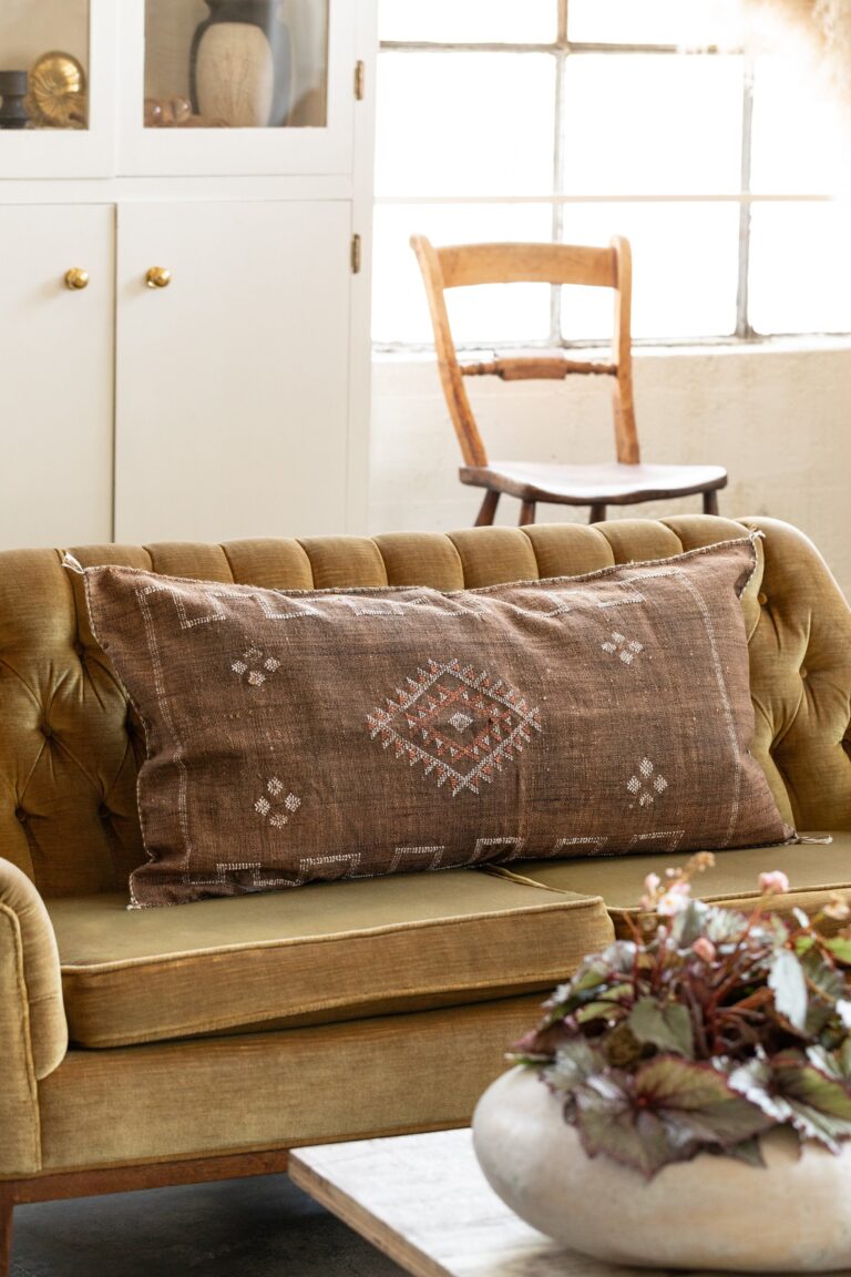 Handmade Cactus Silk Cushion Cover | Moroccan Sabra Pillow | Vintage Bohemian Berber Decor