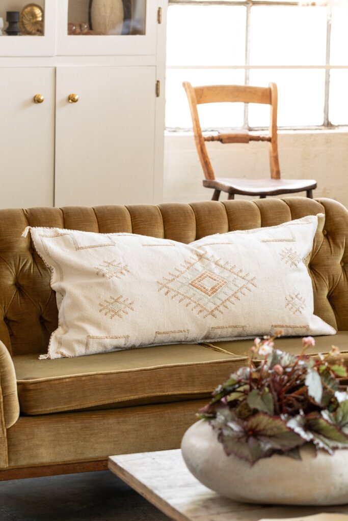 Handmade Cactus Silk Cushion Cover | Moroccan Sabra Pillow | Vintage Bohemian Berber Decor