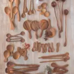 Set of 4 Teak Mixing Spoons – Handcrafted Natural Wooden Utensils (16cm)