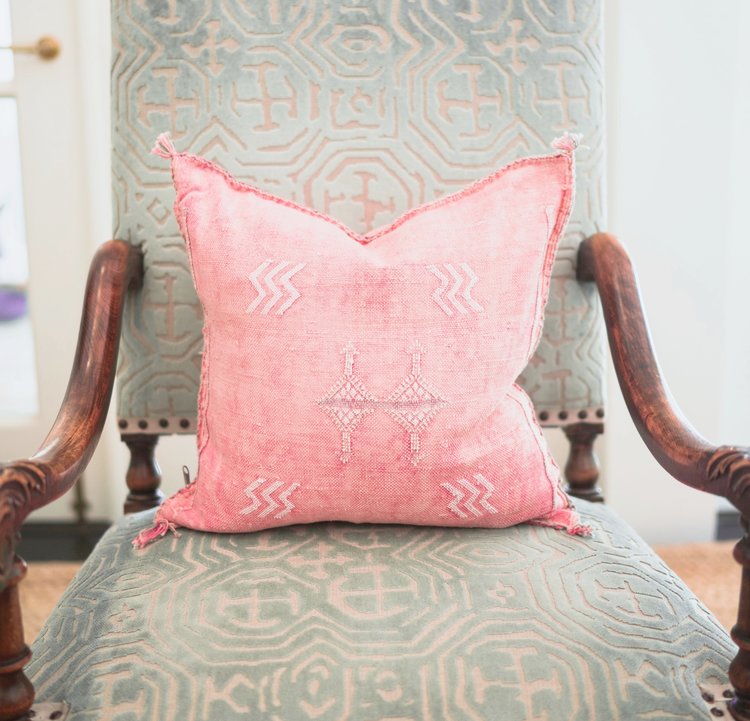 Handmade Cactus Silk Cushion Cover | Moroccan Sabra Pillow | Vintage Bohemian Berber Decor