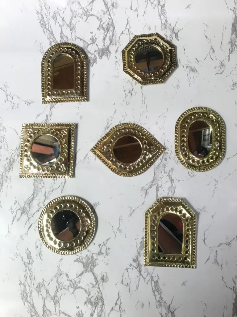 7 Moroccan Brass Wall Mirrors – Small Decorative Set