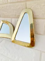 Set of 6 Handmade Moroccan Brass Wall Mirrors – Gold - Image 3