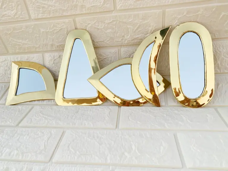 Set of 6 Handmade Moroccan Brass Wall Mirrors – Gold