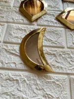 Small Brass Moroccan Wall Mirrors – Gold Decorative Set - Image 3