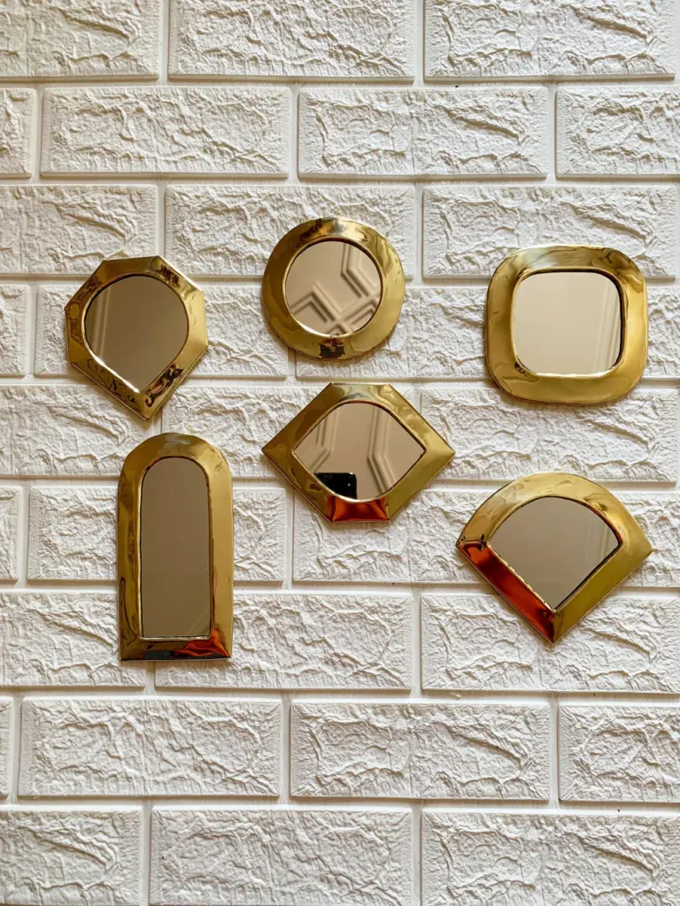 Gold Moroccan Brass Wall Mirrors – Small Decorative Set