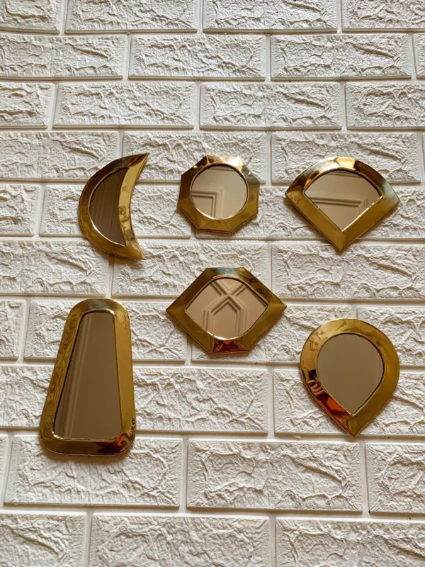 Small Moroccan Brass Mirrors – Decorative Gold Set