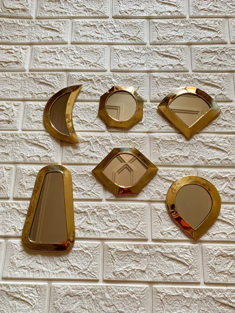 Small Moroccan Brass Mirrors – Decorative Gold Set