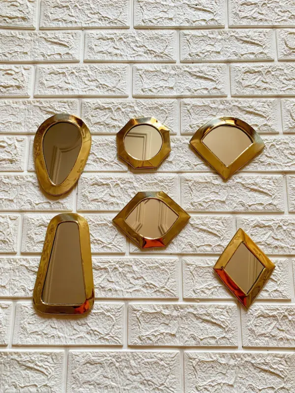 Set of 6 Moroccan Brass Mirrors – Gold Wall Decor
