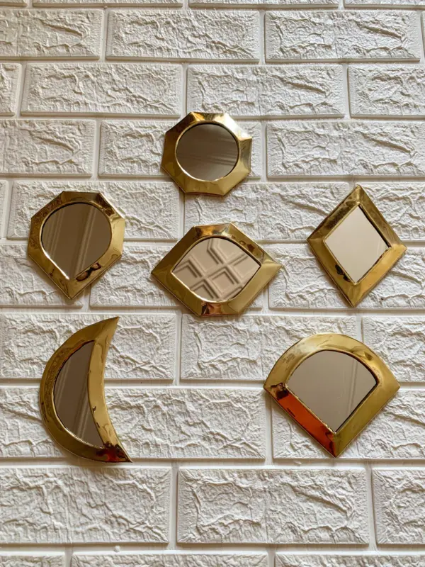 Small Brass Moroccan Wall Mirrors – Gold Decorative Set