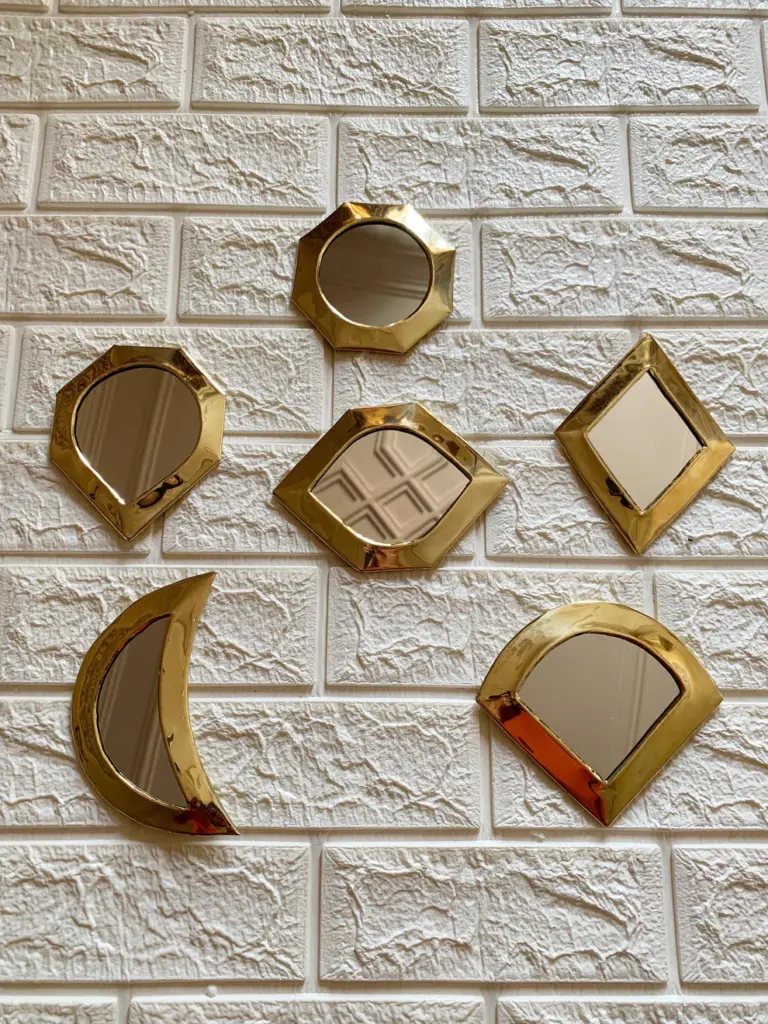 Small Brass Moroccan Wall Mirrors – Gold Decorative Set