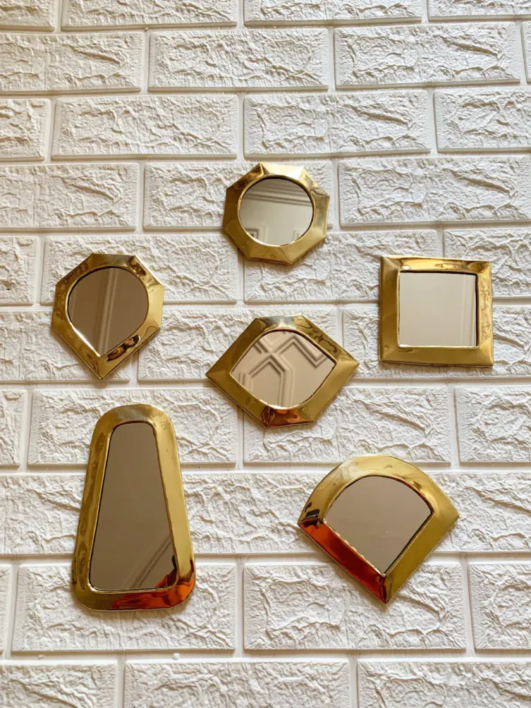 Gold Small Moroccan Brass Mirrors – Decorative Wall Set