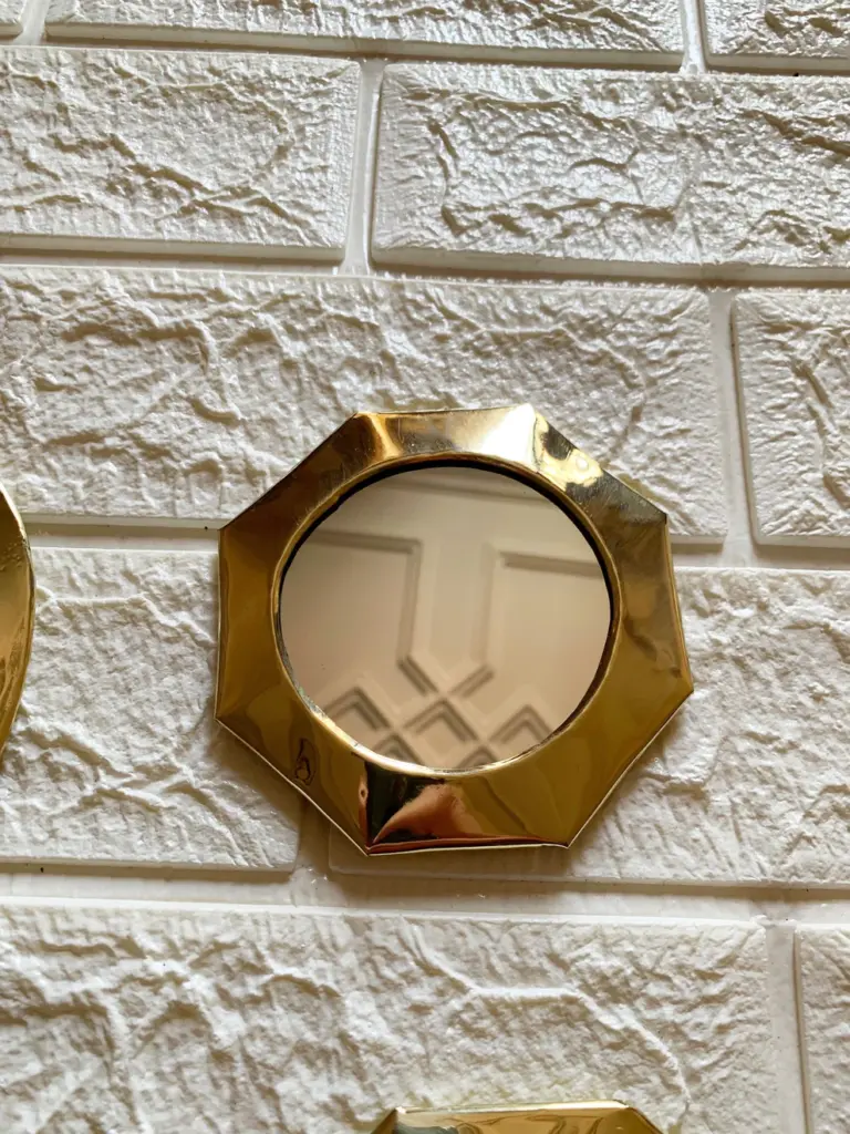 Set of 6 Small Moroccan Brass Decorative Mirrors – Gold