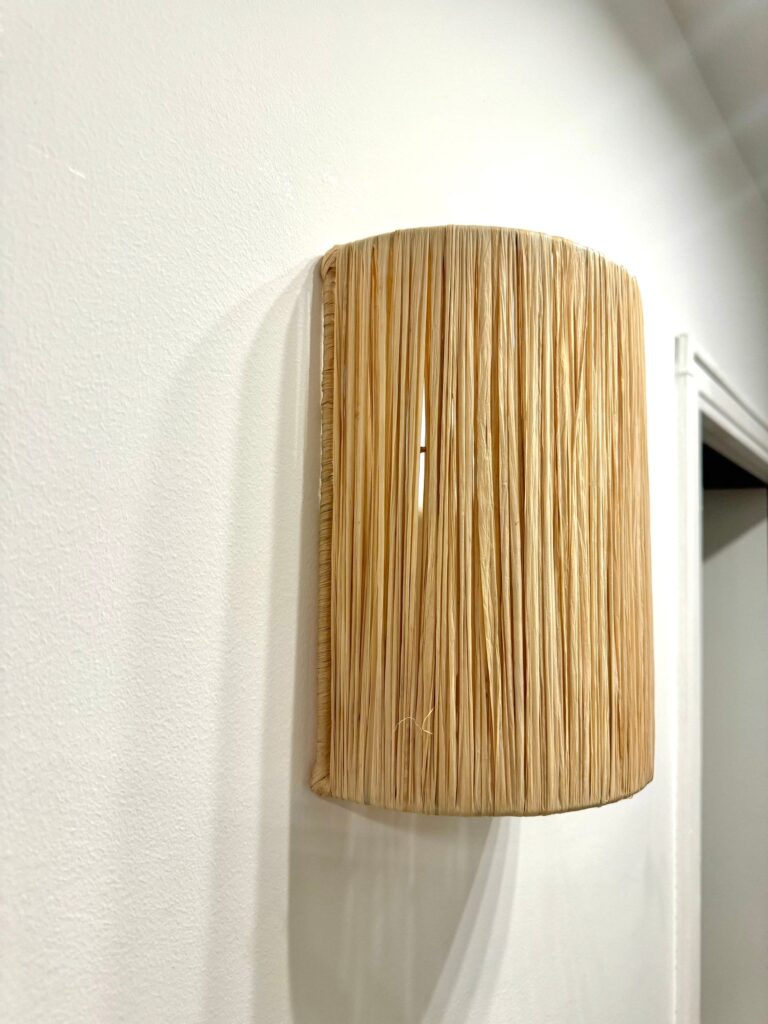 "Aya" Handwoven Raffia Wall Sconce – Natural Boho Light Fixture