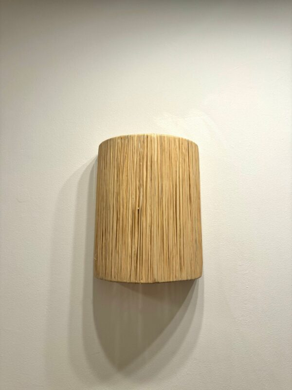 "Aya" Handwoven Raffia Wall Sconce – Natural Boho Light Fixture