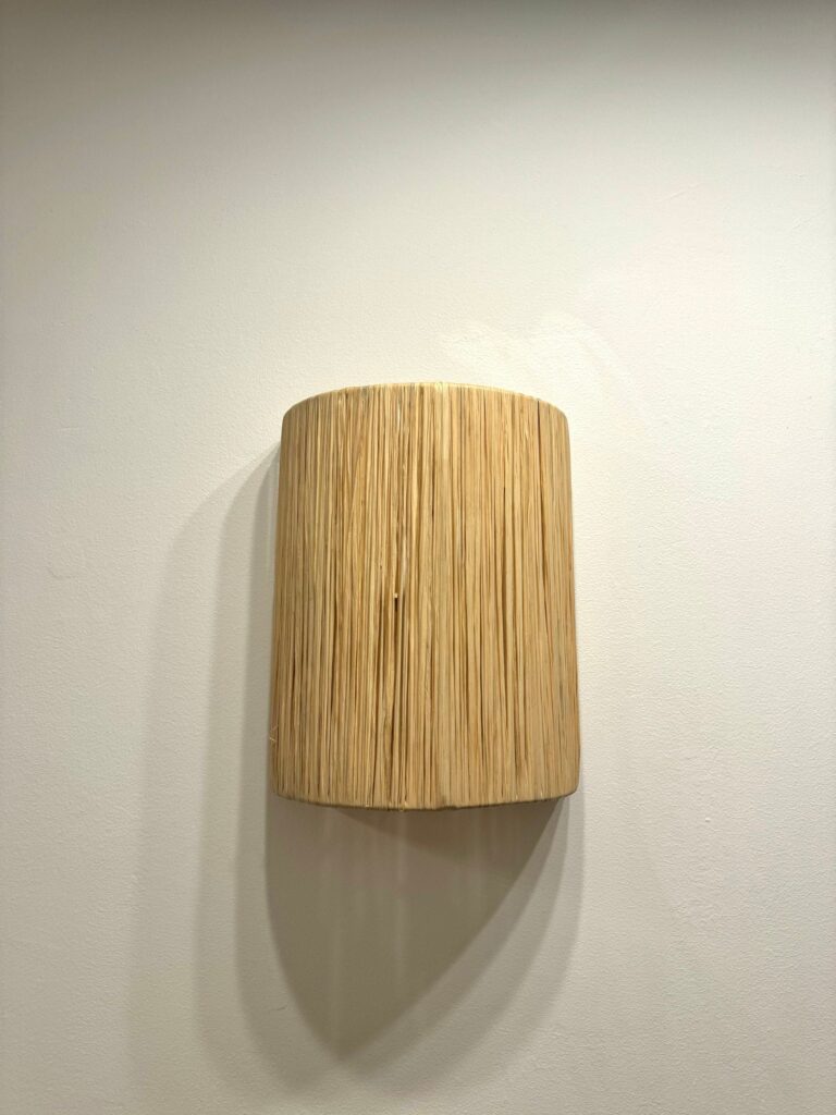 "Aya" Handwoven Raffia Wall Sconce – Natural Boho Light Fixture