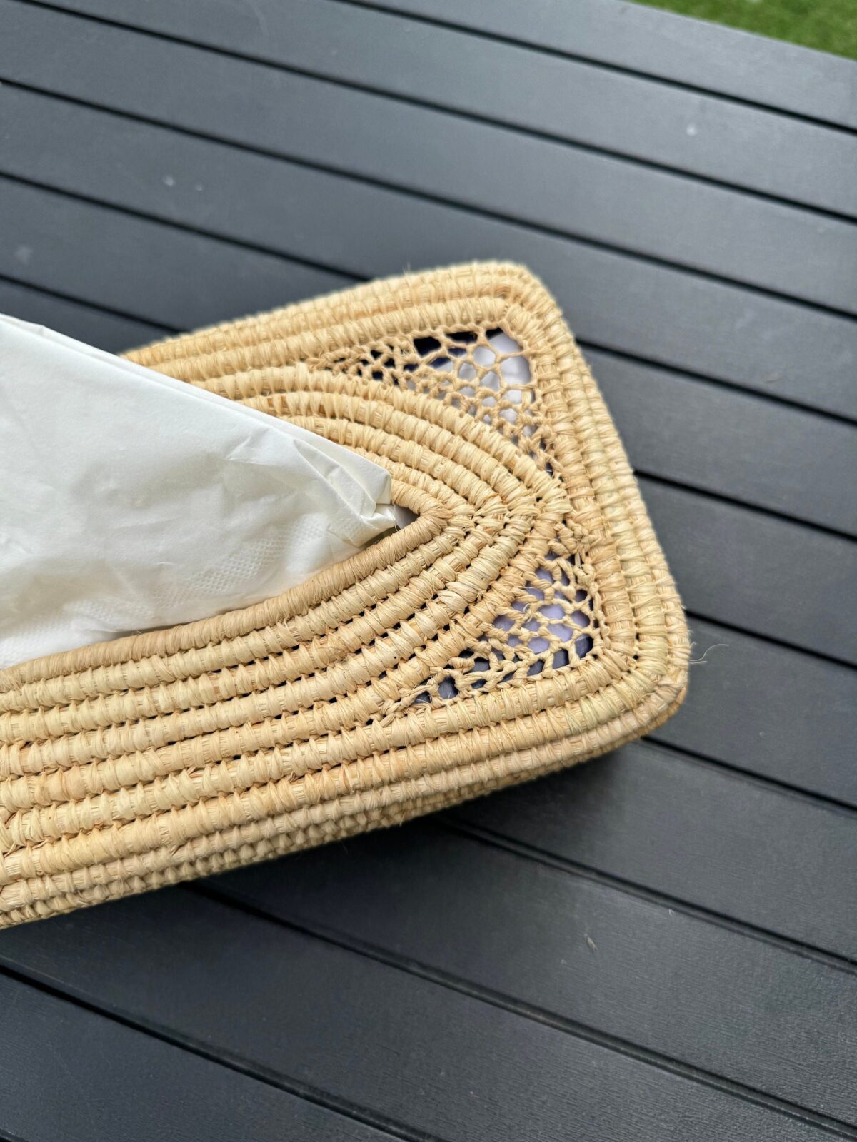 Openwork Raffia Tissue Box – Handmade Boho Decor - Image 7