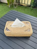 Openwork Raffia Tissue Box – Handmade Boho Decor - Image 3