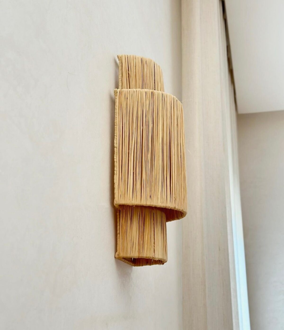 "Ayna" Handwoven Raffia Wall Sconce – Indoor & Covered Outdoor Light - Image 5