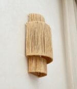 "Ayna" Handwoven Raffia Wall Sconce – Indoor & Covered Outdoor Light - Image 3