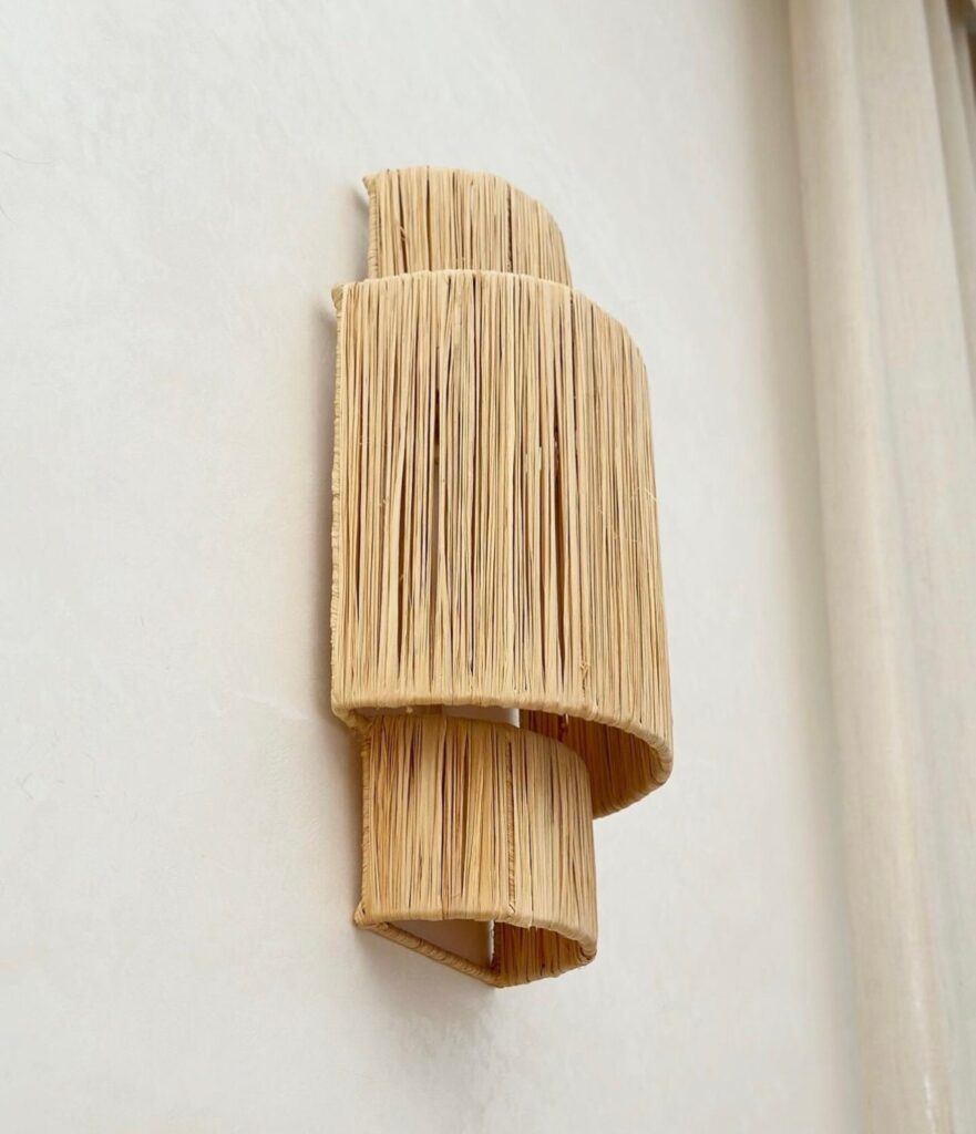 "Ayna" Handwoven Raffia Wall Sconce – Indoor & Covered Outdoor Light